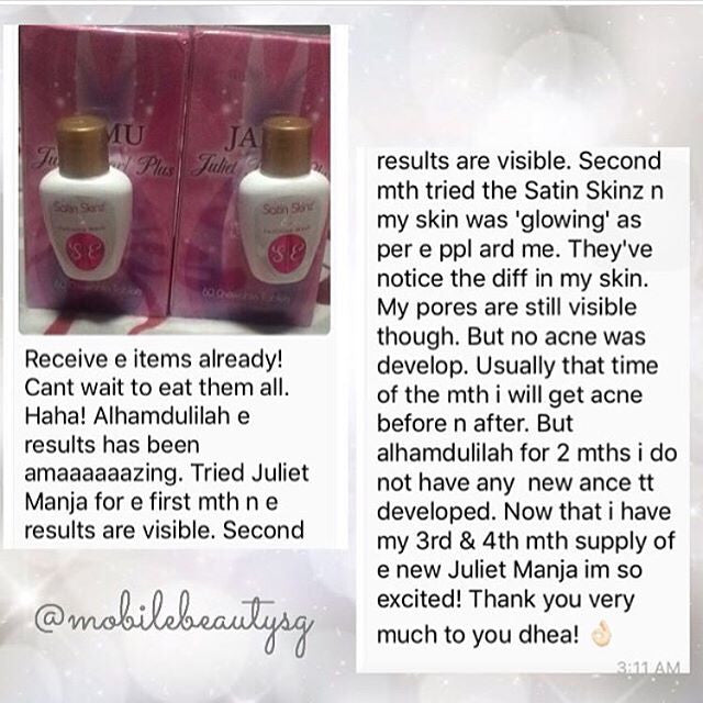 Satin Skinz Gluta + Juliet Pearl for good results!