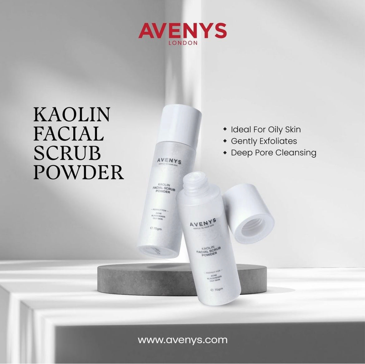 AVENYS Kaolin Facial Scrub Powder